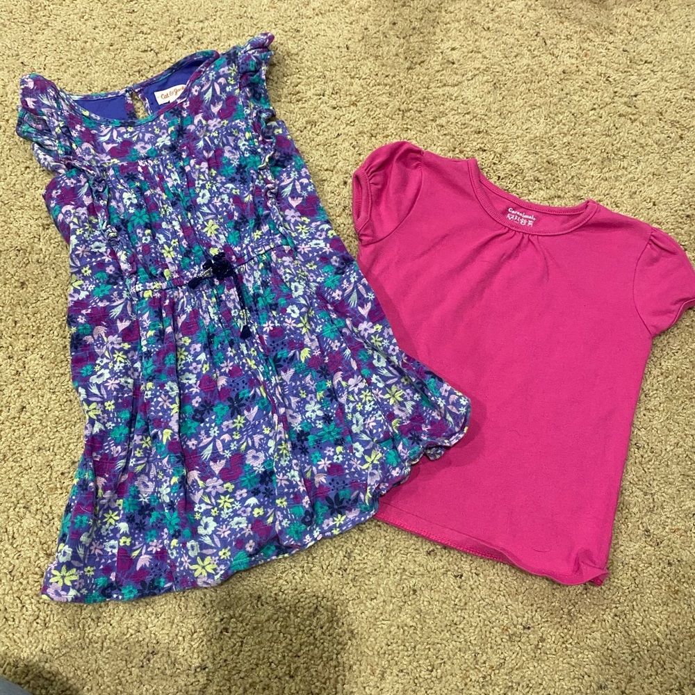 Cat&Jack Floral Dress and Pink Top Set-5T